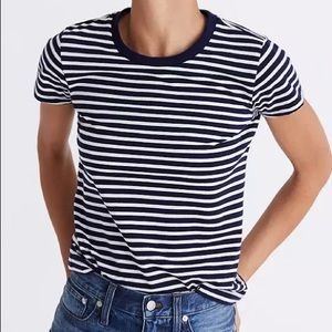 Madewell - Rivet & Thread Vintage Shrunken Tee in Navy Stripe